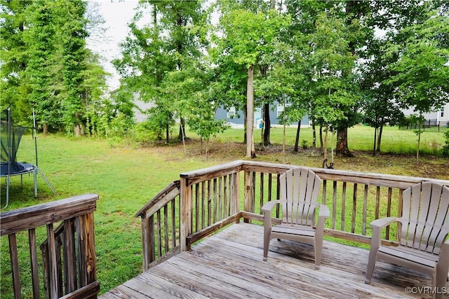 6431 Faulkner Dr, North Chesterfield, VA 23234 - wooden deck with a trampoline and a lawn