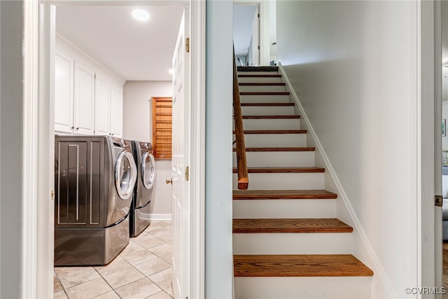 105 Williamson Ct, Henrico, VA 23229 - stairs with washer and clothes dryer and tile patterned flooring