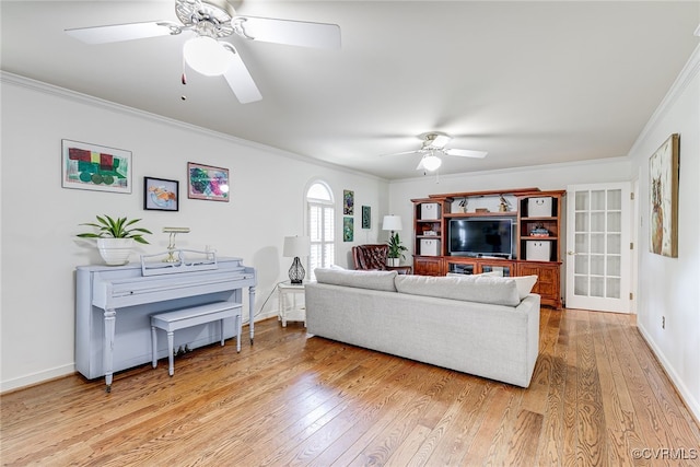 105 Williamson Ct, Henrico, VA 23229 - living area with a ceiling fan, light wood-type flooring, and ornamental molding