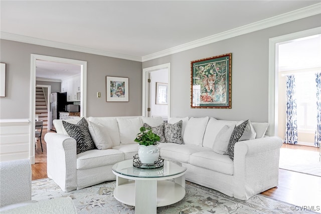 105 Williamson Ct, Henrico, VA 23229 - living room with crown molding, light wood-style floors, and stairway