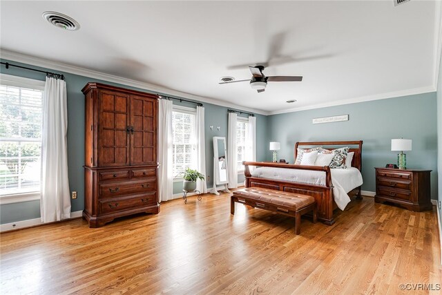 105 Williamson Ct, Henrico, VA 23229 - bedroom with ornamental molding, light wood-style floors, and a ceiling fan