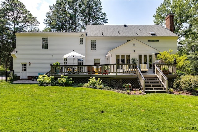 105 Williamson Ct, Henrico, VA 23229 - rear view of house featuring a chimney and a wooden deck
