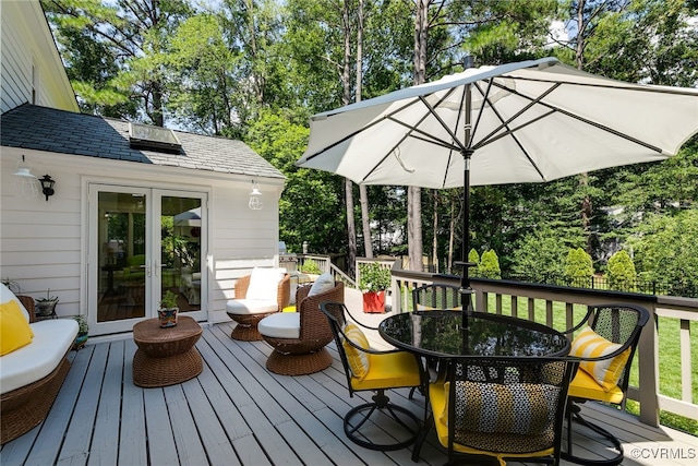 105 Williamson Ct, Henrico, VA 23229 - wooden deck with outdoor dining space and view of wooded area