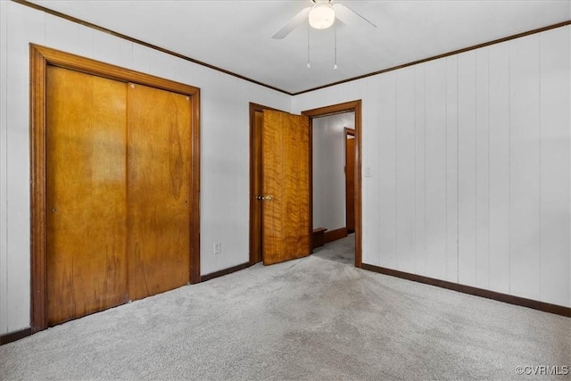 3614 Madison St, Prince George, VA 23860 - unfurnished bedroom featuring carpet, ornamental molding, a closet, and ceiling fan
