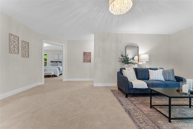 5239 Old Buckingham Rd, Powhatan, VA 23139 - carpeted living area with baseboards and a chandelier