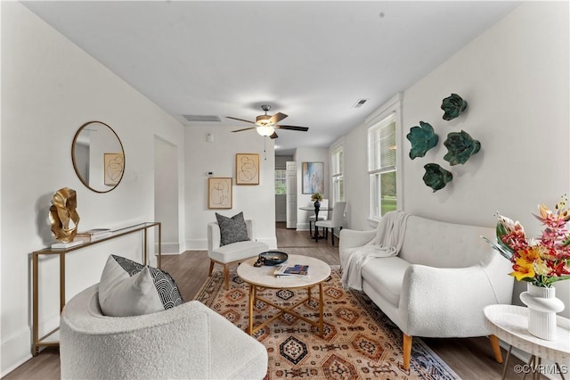 4309 2nd St, Henrico, VA 23223 - living area featuring wood finished floors and ceiling fan