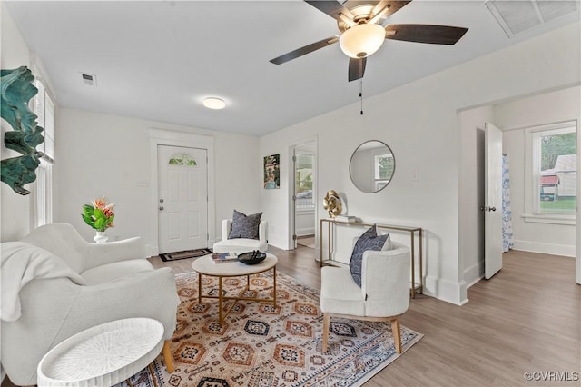 4309 2nd St, Henrico, VA 23223 - living room featuring light wood-type flooring and a ceiling fan