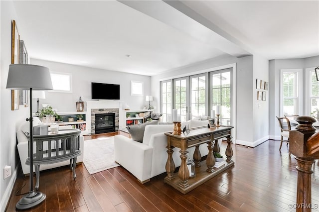 1240 Miners Trail Rd, Midlothian, VA 23114 - living room with dark wood-style flooring and a fireplace