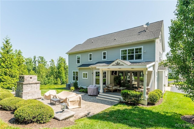 1240 Miners Trail Rd, Midlothian, VA 23114 - rear view of house with a patio, a lawn, and outdoor lounge area