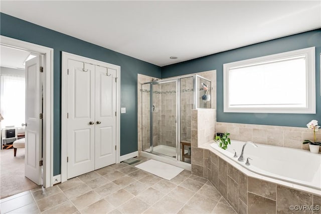 1240 Miners Trail Rd, Midlothian, VA 23114 - bathroom featuring healthy amount of natural light, a garden tub, and a stall shower