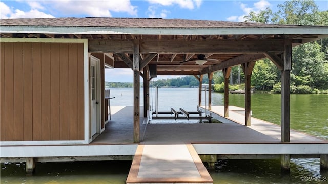 6131 Kellys Gln, Mineral, VA 23117 - dock area featuring boat lift and a water view