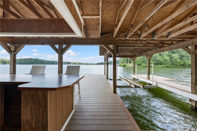 6131 Kellys Gln, Mineral, VA 23117 - dock featuring boat lift and a water view