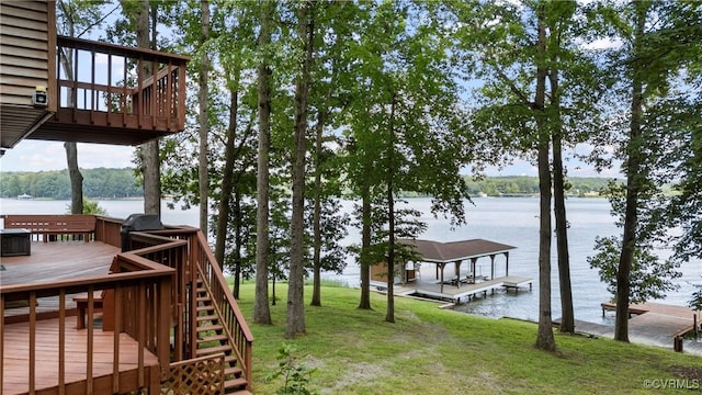 6131 Kellys Gln, Mineral, VA 23117 - view of green lawn with a water view and a dock