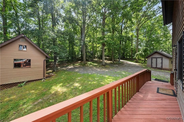 6131 Kellys Gln, Mineral, VA 23117 - deck with a storage shed and a lawn