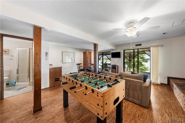 6131 Kellys Gln, Mineral, VA 23117 - game room featuring ornate columns, wood finished floors, and a ceiling fan