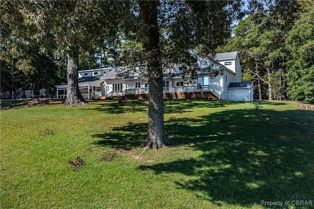 2276 Mosquito Point Rd, White Stone, VA 22578 - view of green lawn with a deck