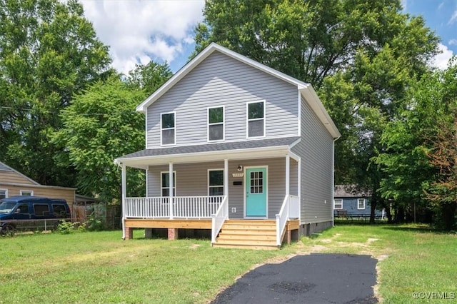 2227 S Whitehill Dr, Petersburg, VA 23803 - view of front facade featuring a porch, a front yard, and crawl space