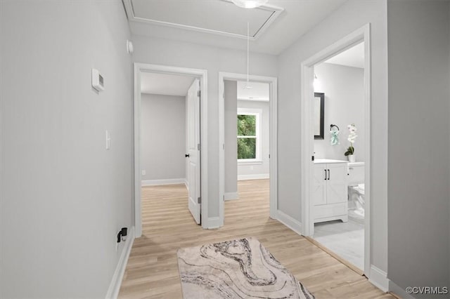 2227 S Whitehill Dr, Petersburg, VA 23803 - corridor with attic access and light wood-style flooring