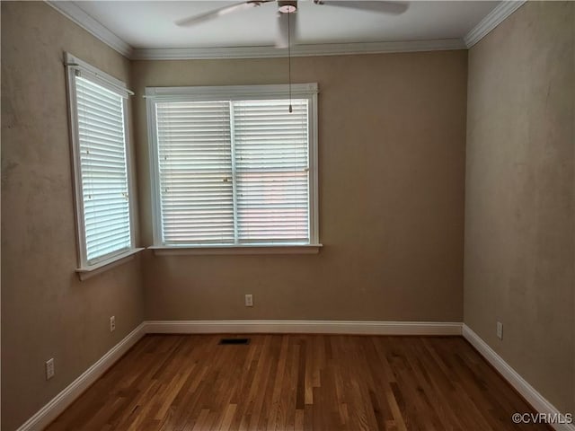 3902 Amberleigh Blvd, Chesterfield, VA 23236 - spare room with wood finished floors, ceiling fan, and ornamental molding