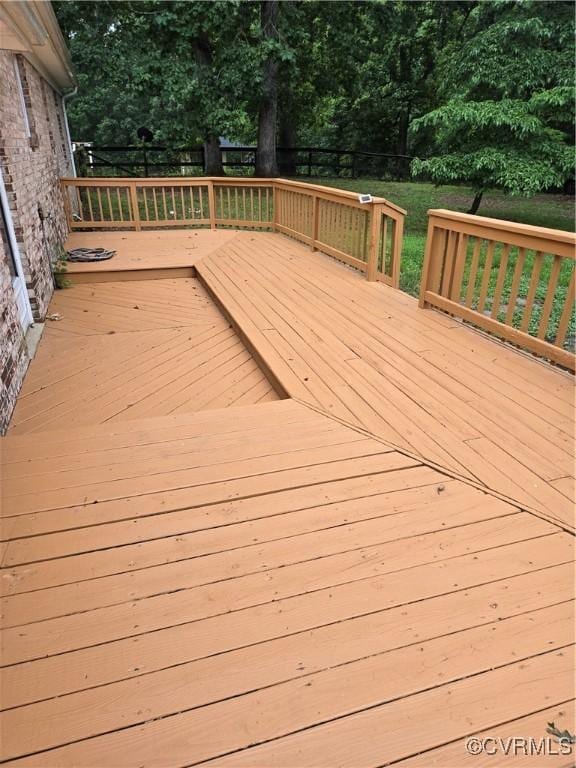 2707 Academy Rd, Powhatan, VA 23139 - wooden deck with a fenced backyard and view of wooded area