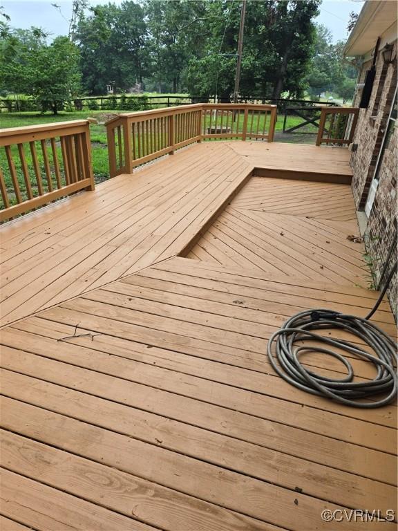2707 Academy Rd, Powhatan, VA 23139 - wooden deck with view of wooded area