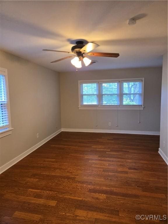2707 Academy Rd, Powhatan, VA 23139 - empty room featuring a ceiling fan, dark wood-style floors, and a smoke detector