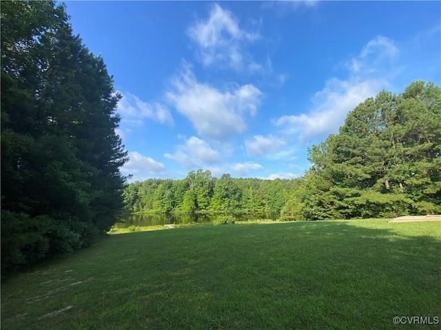 4554 Plank Rd, Kenbridge, VA 23944 - view of grassy yard with a wooded view and a water view