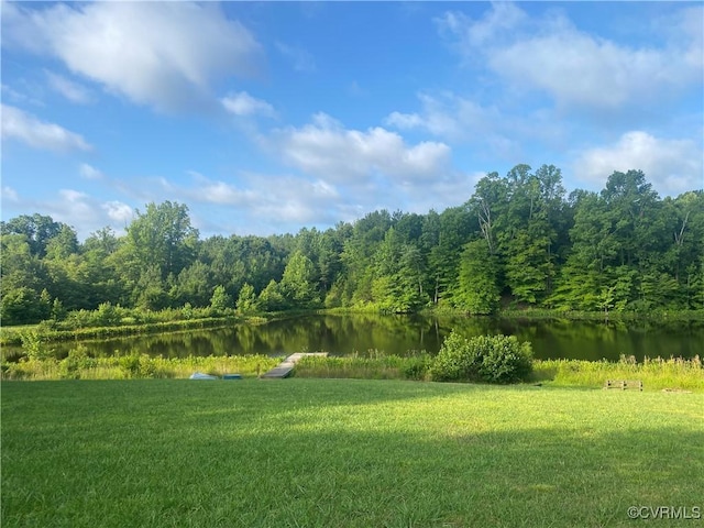 4554 Plank Rd, Kenbridge, VA 23944 - view of grassy yard featuring a water view and a forest view
