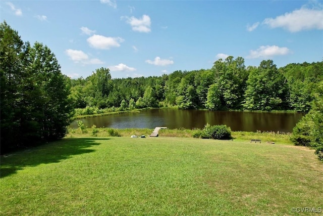 4554 Plank Rd, Kenbridge, VA 23944 - view of green lawn with a water view and a wooded view