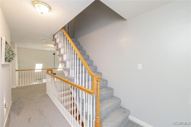 13813 Bluff Ridge Dr, Chesterfield, VA 23838 - stairs featuring carpet and a textured ceiling