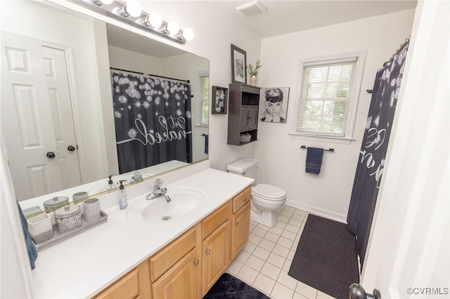 13813 Bluff Ridge Dr, Chesterfield, VA 23838 - bathroom with tile patterned floors, vanity, and curtained shower