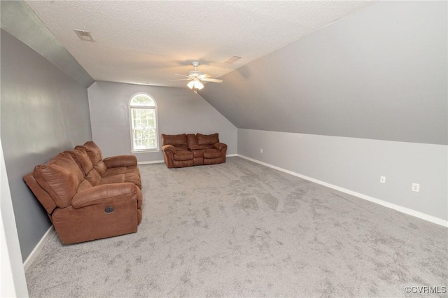 13813 Bluff Ridge Dr, Chesterfield, VA 23838 - unfurnished room with lofted ceiling, a ceiling fan, carpet floors, and a textured ceiling