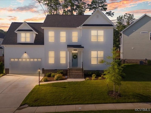 9913 Craftsbury Dr, Midlothian, VA 23112 - view of front of property featuring a front yard, driveway, crawl space, and an attached garage