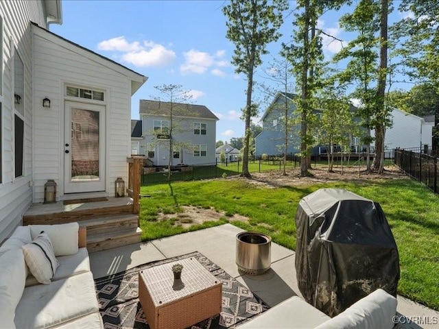 9913 Craftsbury Dr, Midlothian, VA 23112 - view of patio featuring grilling area, a residential view, and outdoor lounge area