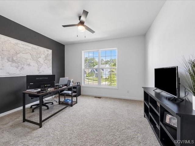 9913 Craftsbury Dr, Midlothian, VA 23112 - office space with a ceiling fan and carpet flooring