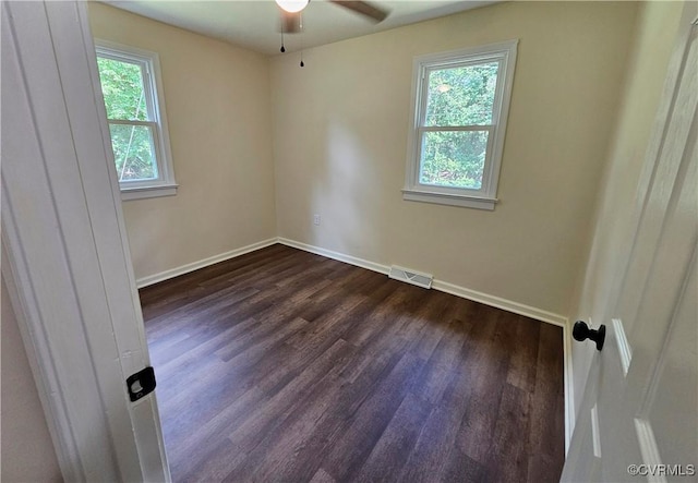 1982 Redd Shop Rd, Farmville, VA 23901 - unfurnished room with ceiling fan and dark wood-style flooring