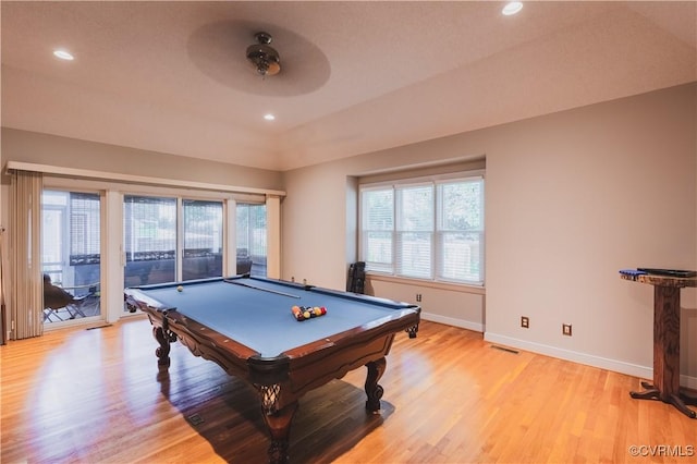 12703 Kelsey Pointe Ct, Chester, VA 23831 - rec room featuring pool table, light wood-style flooring, and recessed lighting