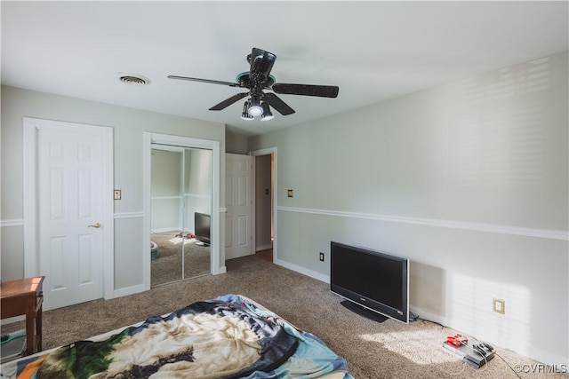 12703 Kelsey Pointe Ct, Chester, VA 23831 - carpeted bedroom with a closet and ceiling fan