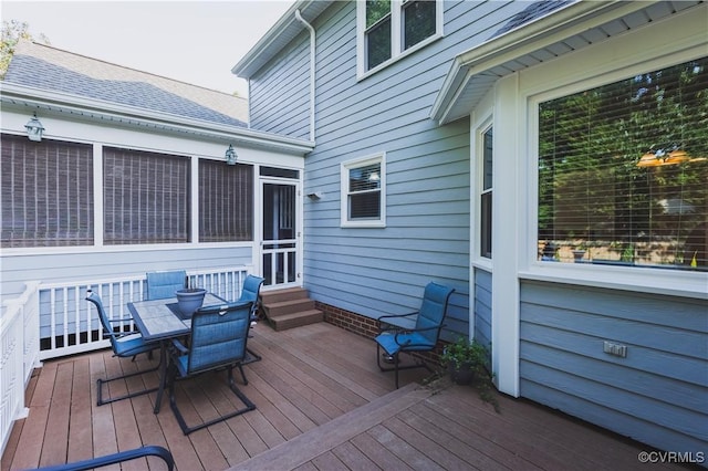 12703 Kelsey Pointe Ct, Chester, VA 23831 - deck featuring outdoor dining space and a sunroom