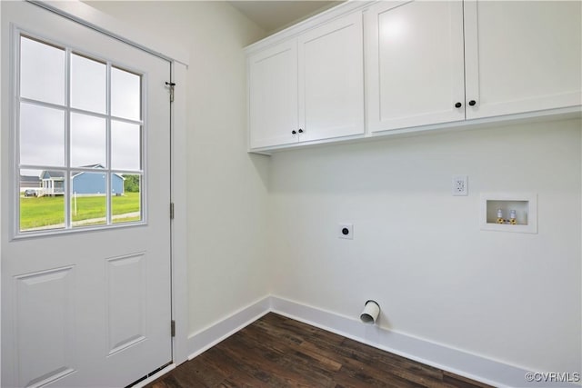 1175 Anderson Hwy, Cumberland, VA 23040 - laundry room with electric dryer hookup, cabinet space, dark wood finished floors, and hookup for a washing machine