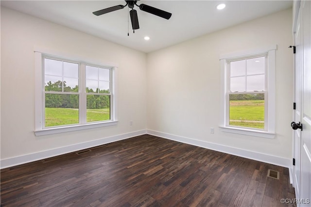 1175 Anderson Hwy, Cumberland, VA 23040 - empty room with dark wood-style flooring, ceiling fan, and recessed lighting