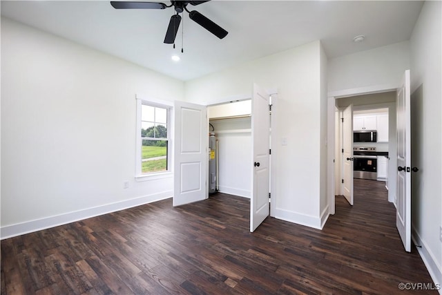 1175 Anderson Hwy, Cumberland, VA 23040 - unfurnished bedroom with water heater, dark wood-style floors, a ceiling fan, a closet, and recessed lighting