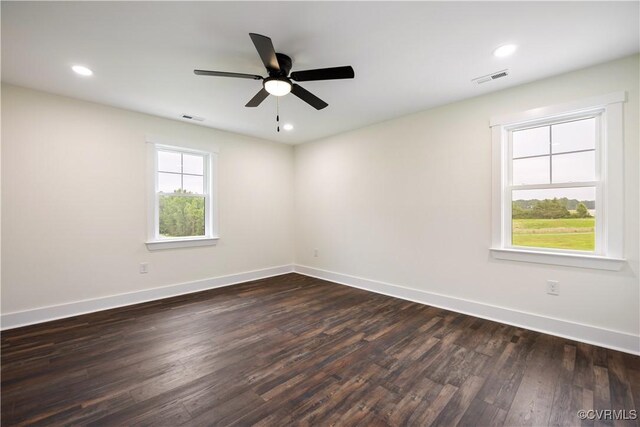 1175 Anderson Hwy, Cumberland, VA 23040 - unfurnished room with dark wood-style flooring, a ceiling fan, and recessed lighting