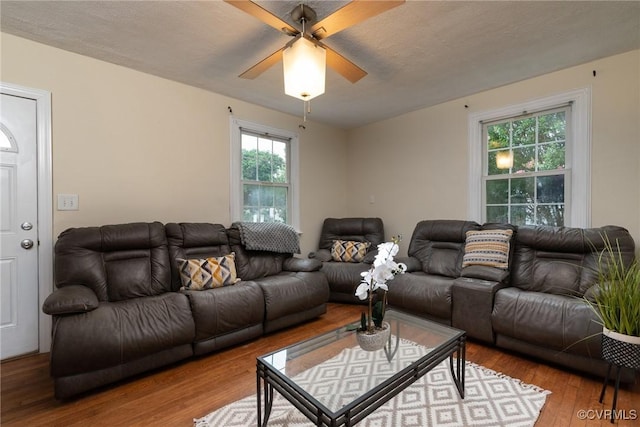 9349 Quinnford Blvd, Chesterfield, VA 23237 - living area with wood finished floors and a ceiling fan