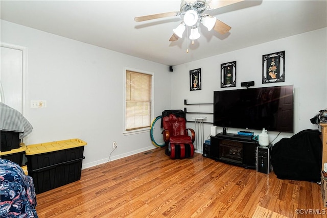 12226 Bristle Cone Ln, Ruther Glen, VA 22546 - bedroom with light wood-style flooring and a ceiling fan