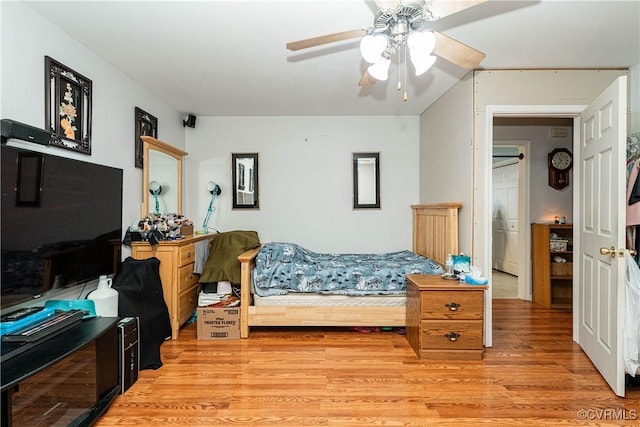 12226 Bristle Cone Ln, Ruther Glen, VA 22546 - bedroom featuring light wood-style flooring and ceiling fan