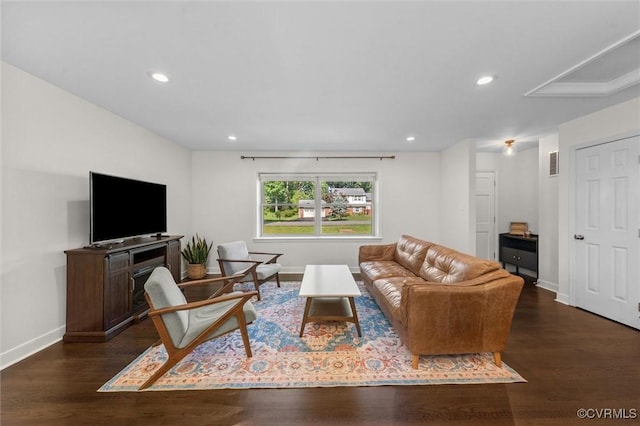 1101 Clearlake Rd, Chesterfield, VA 23236 - living area with dark wood-style flooring and recessed lighting