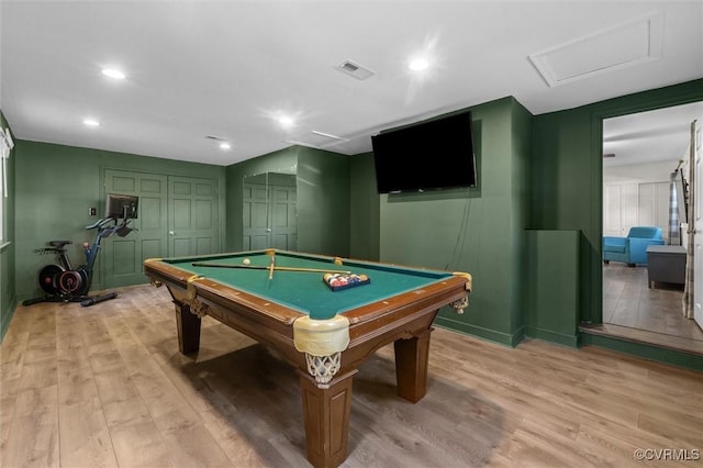 1101 Clearlake Rd, Chesterfield, VA 23236 - game room with light wood finished floors, attic access, recessed lighting, and billiards table