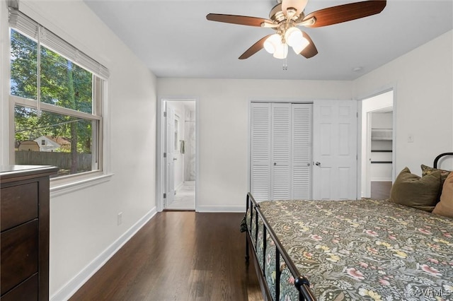 1101 Clearlake Rd, Chesterfield, VA 23236 - bedroom featuring dark wood-style floors, a closet, ensuite bathroom, and a ceiling fan