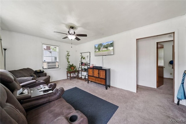 1403 Miles Ave, Hopewell, VA 23860 - living room featuring a ceiling fan, carpet, and cooling unit